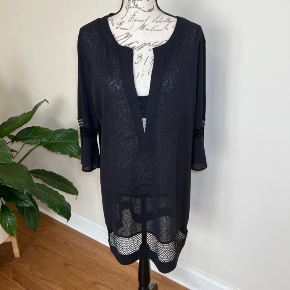 NEW Maryan Mehlhorn Black Swim Suit Cover Up Sz L